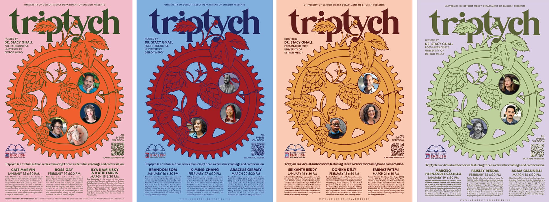 Collage of Triptych posters from 2026-2023