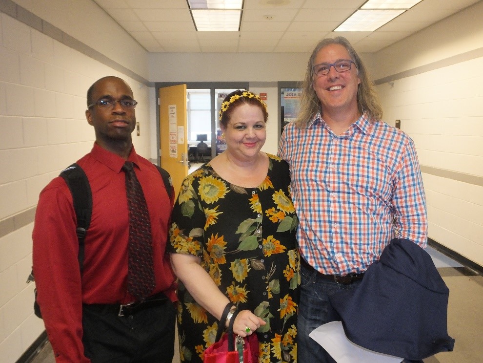 William Bowen, Mrs. Barrett and Chris Sorenson at Cyber Career Day 1