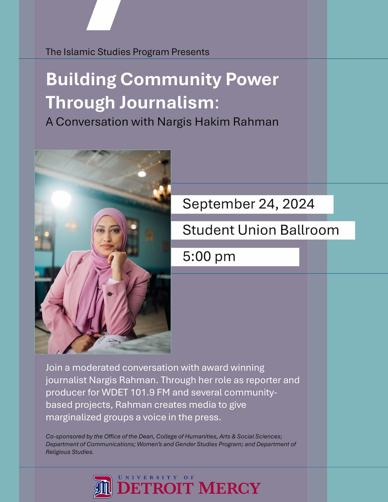 Flyer for event Building Community Power Through Journalism