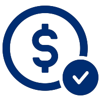 Money and checkmark graphic